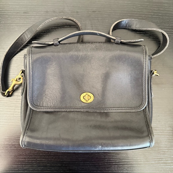 Coach Handbags - Coach Black Leather Court 9870 Bag